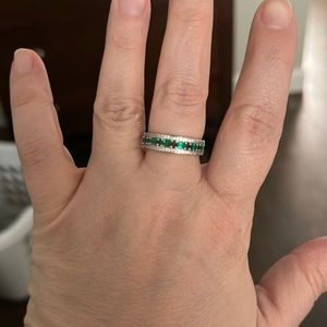Lab created emerald 10k white gold ring